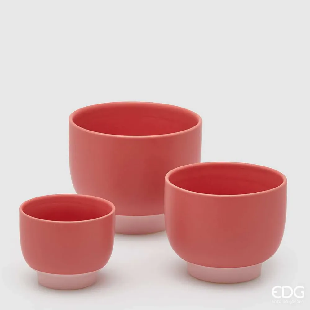 EDG Vaso Cachepot Bicolor Con Piede SR 3PZ H.14.5 D.18 C5