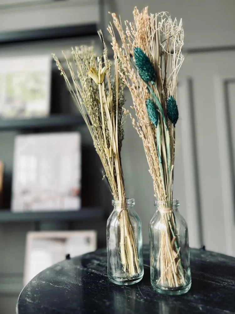Evighetsbukett med vase - Blandede farger 36cm
