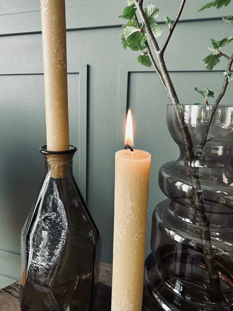 Flaskelys 25 cm - 2 stk Rustikk Sennep