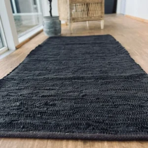 Gulvteppe i lær - 70x140 cm Valnøtt