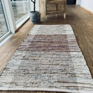 Gulvteppe i lær - 70x140cm Natur / Brun