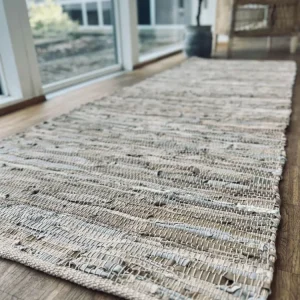 Gulvteppe i lær - 70x200cm Beige