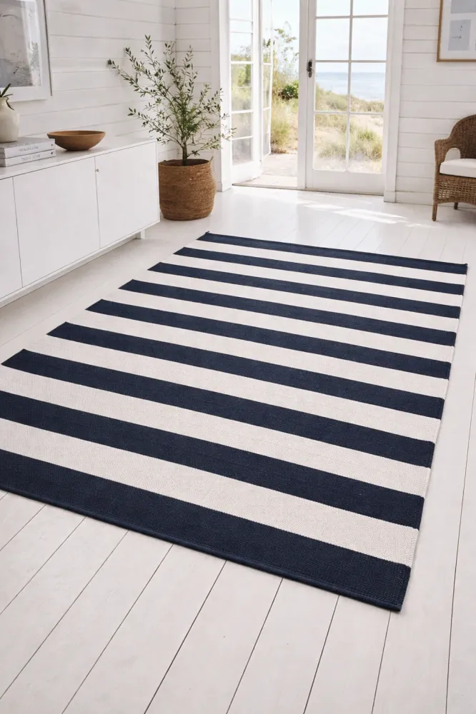 Gulvteppe BRED STRIB - 140x200cm koks / natur
