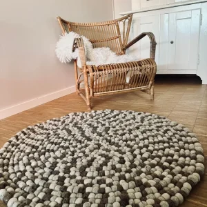 Gulvteppe m. Dots – Naturmix m. Grå 90 cm