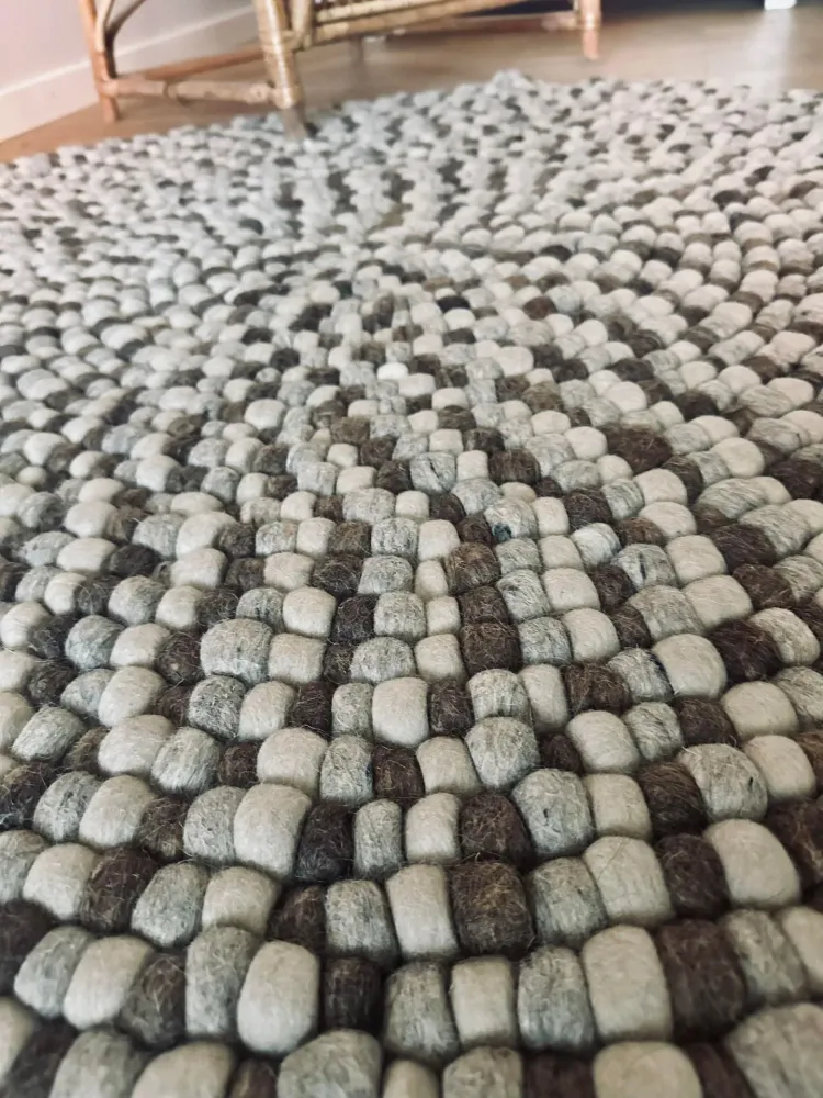 Gulvteppe m. Dots – Naturmix m. Grå 90 cm