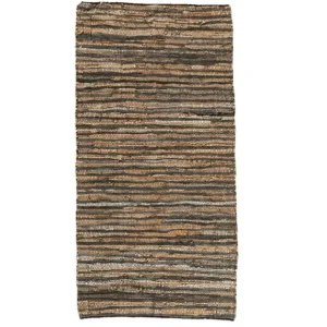 Gulvteppe i flettet lær - 70x140 cm