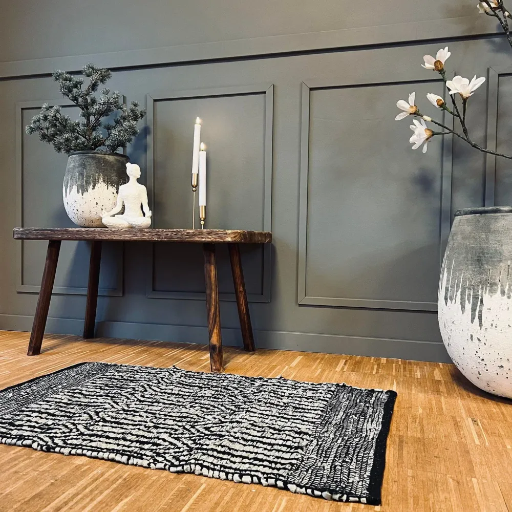 Gulvteppe i flettet skinn – 60x90 cm