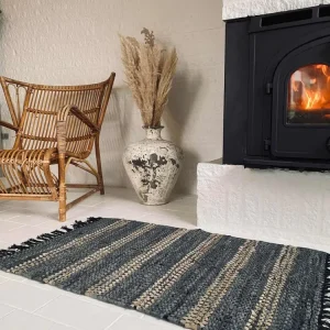 Gulvteppe i flettet skinn – 60x90cm