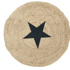 Gulvteppe i jute med stjerne - Ø120 cm