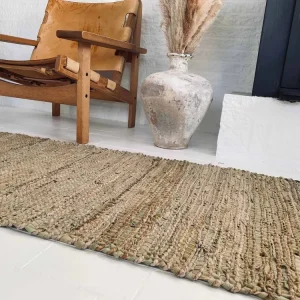 Gulvteppe i olivenskinn og jute / badematte – 70x140 cm