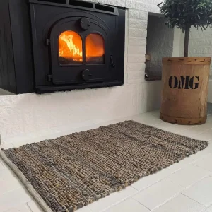 Gulvteppe i skinn og jute - Beige 60x90 cm