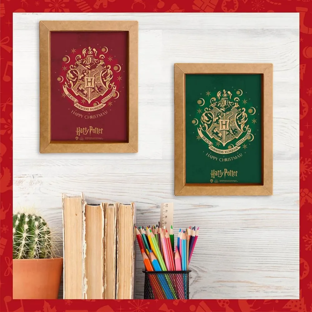 Harry Potter Innrammet Bilde 15x20 Hogwarts Christmas Rød