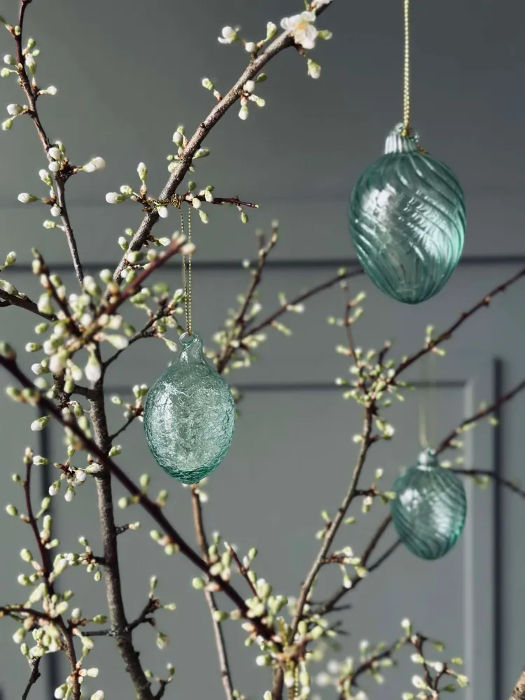Hengende egg i glass - 3 stk. Grønn