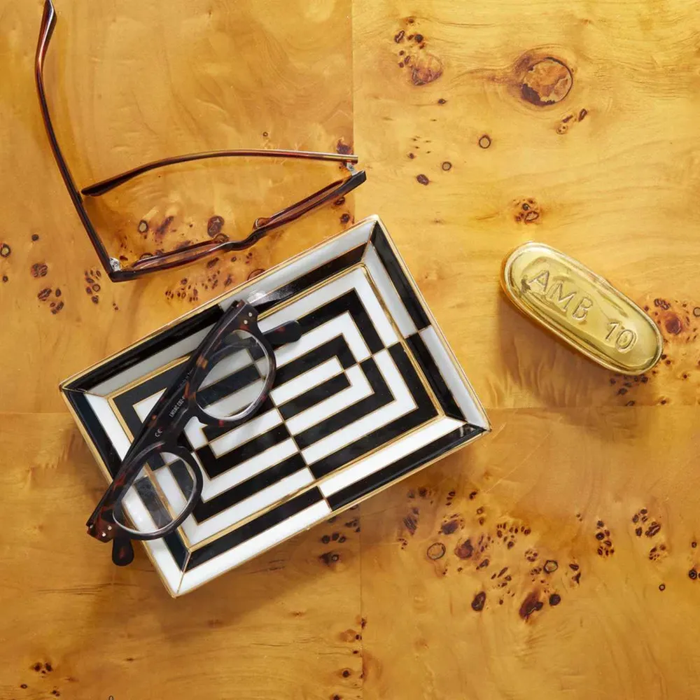 Jonathan Adler Op Art Square Rectannley Black/White