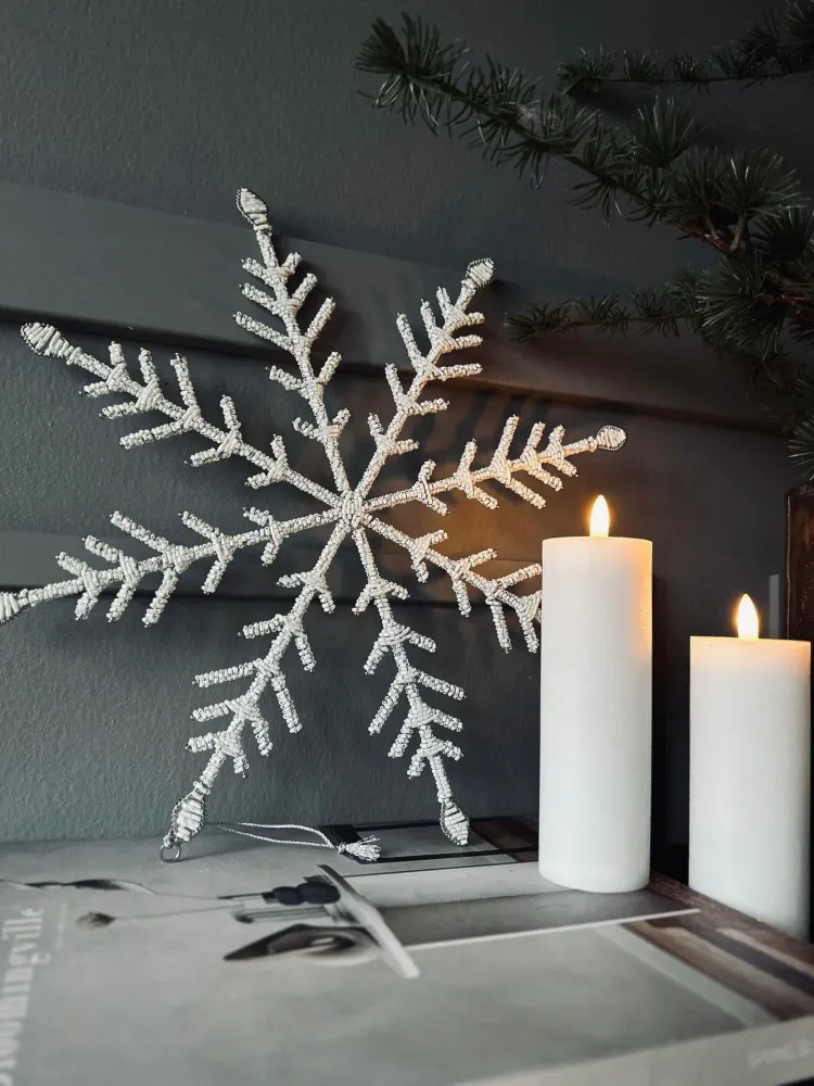 Juleanheng 35 cm Snøfnugg Hvit miks