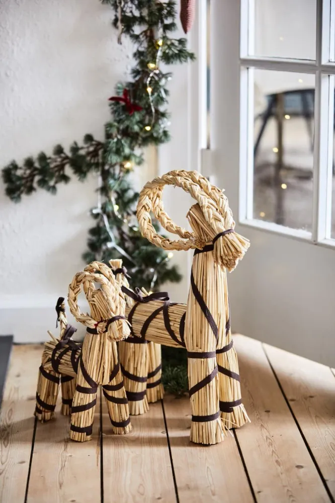 Julebukk Halm m/Brunt Bånd - 43cm
