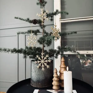 Juleoppheng Snøfnugg mix gull 15 cm