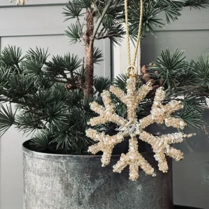 Juleoppheng snøfnugg mix gull 8cm