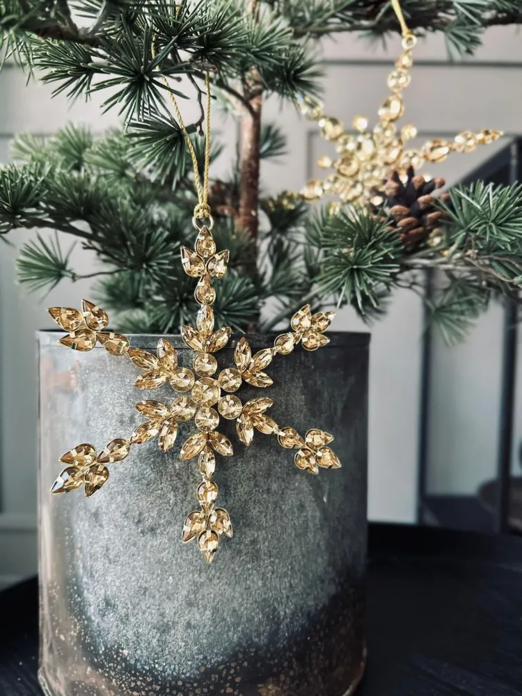 Juleoppheng Snøfnugg m. steiner 15cm