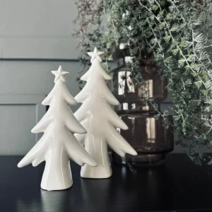 Juletre 22 cm - Hvitt porselen