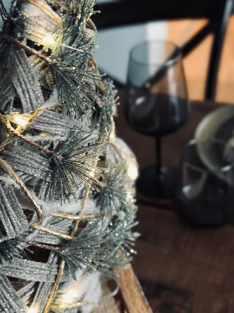 Juletre med LED-lys og gran - 30 cm