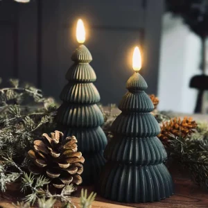 Juletre med LED-lys - Sett med 2 stk. Grønn