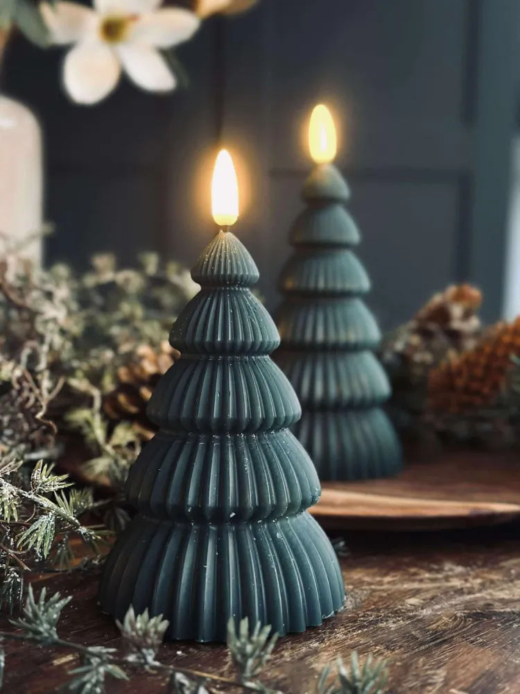 Juletre med LED-lys - Sett med 2 stk. Grønn
