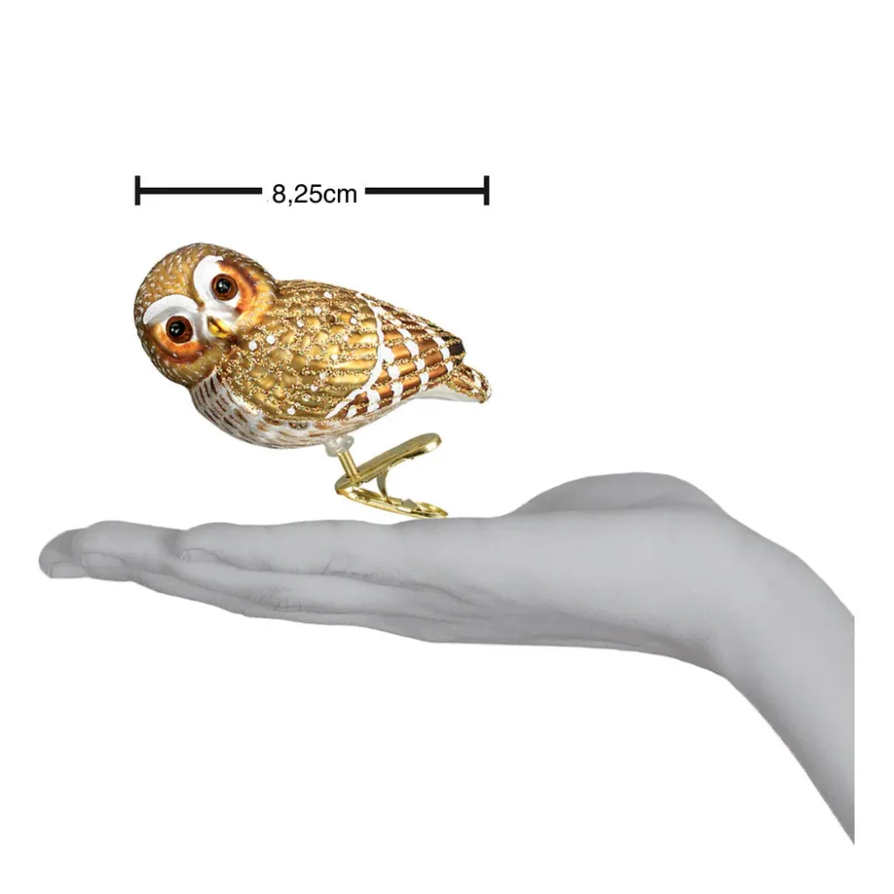 Juletrepynt Ugle m/Klips, Glass - 8cm