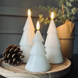 LED Juletre 3 stk m.fjernkontroll Hvit