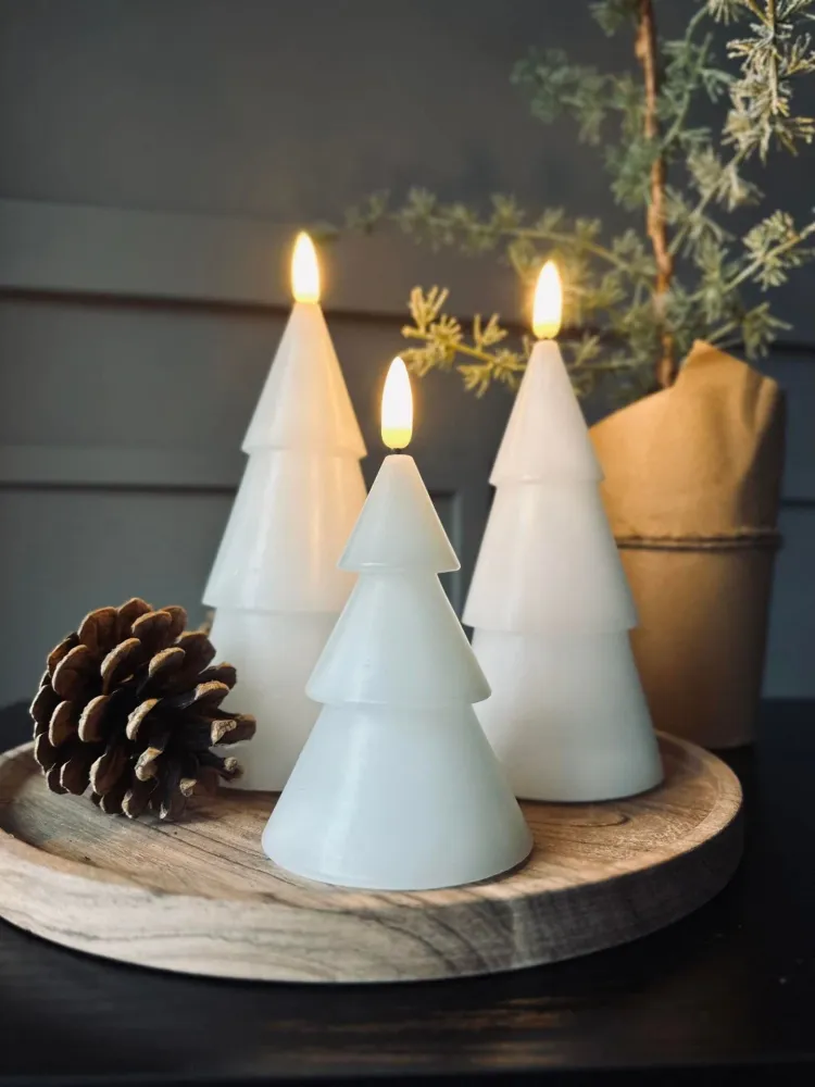 LED Juletre 3 stk m.fjernkontroll Hvit