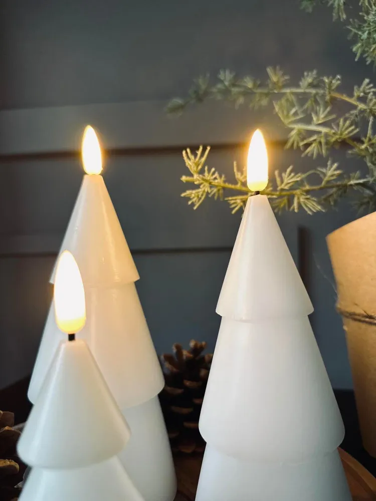LED Juletre 3 stk m.fjernkontroll Hvit