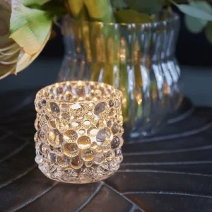 Lysestake Dots i klart glass