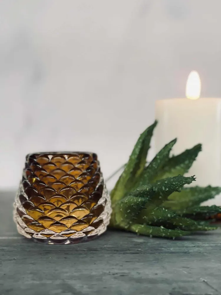 Lysestake glass kongle - Brown