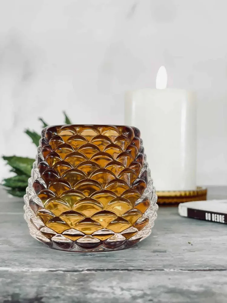 Lysestake glass kongle - Brown
