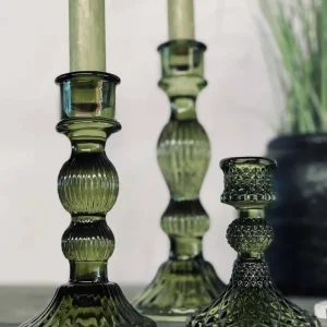 Lysestake i grønt glass – Stor
