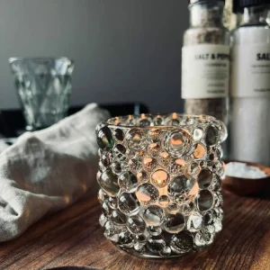 Lysestake i lys grått glass DOTS