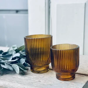 Lysestake telys - Amber 10 cm