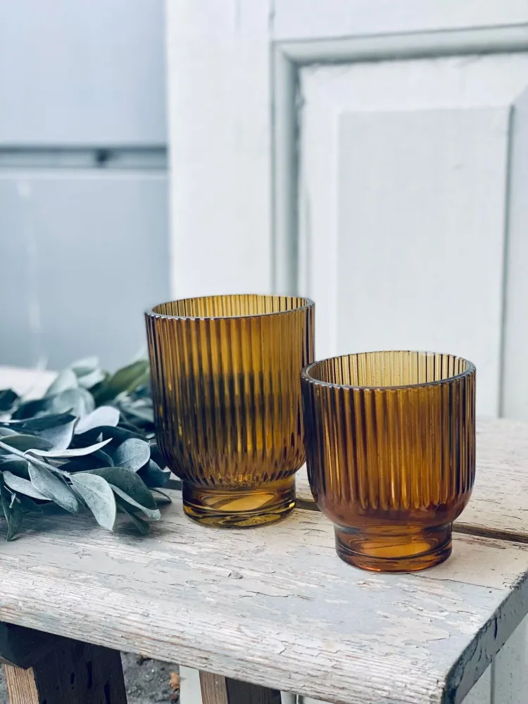 Lysestake telys - Amber 10 cm