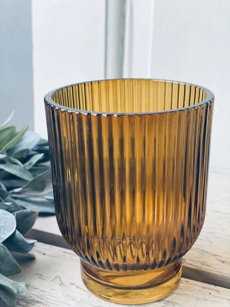 Lysestake telys - Amber 10 cm