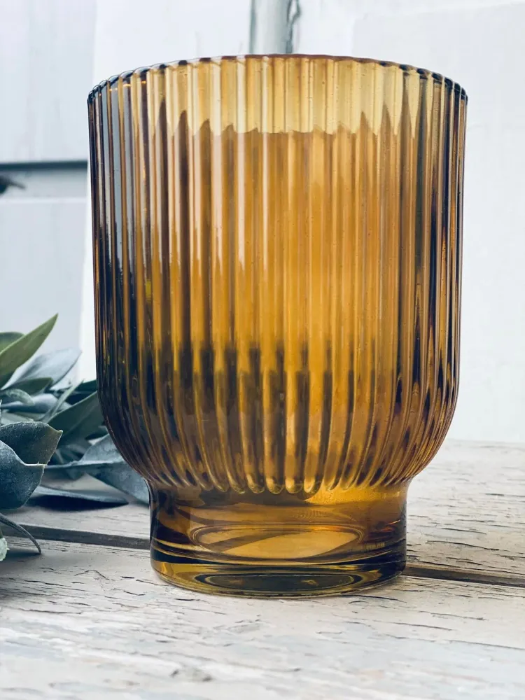 Lysestake telys - Amber 10 cm