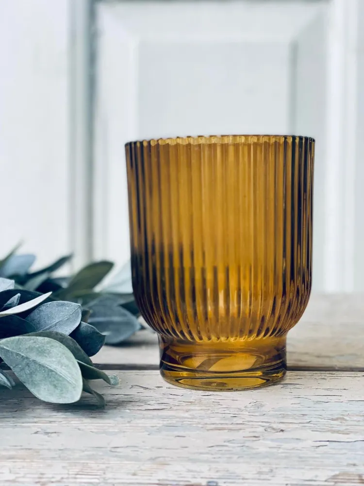 Lysestake telys - Amber 10 cm
