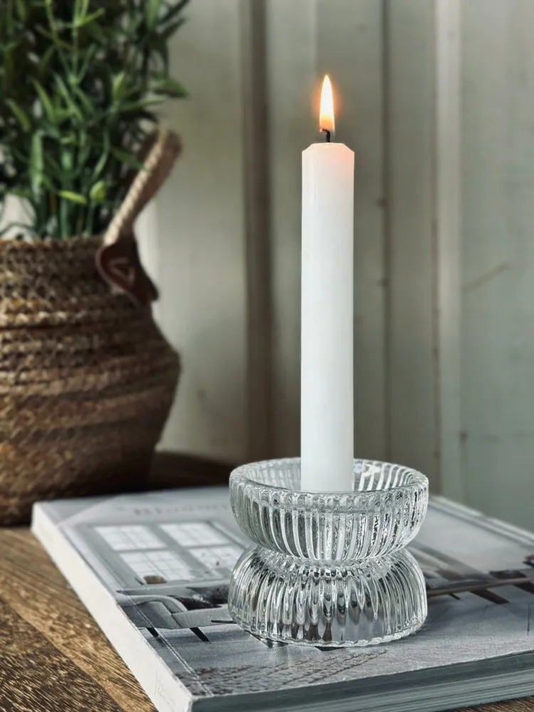 Lysestake til stakelys og kubelys – Klart glass
