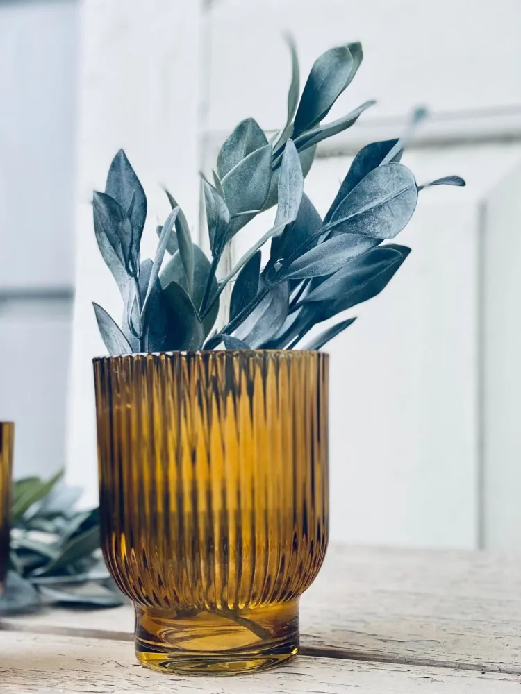 Lysestake til telys - Amber 13 cm