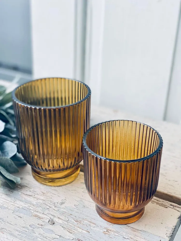 Lysestake til telys - Amber 13 cm