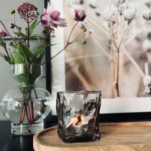 Lysestake til telys - Grått glass