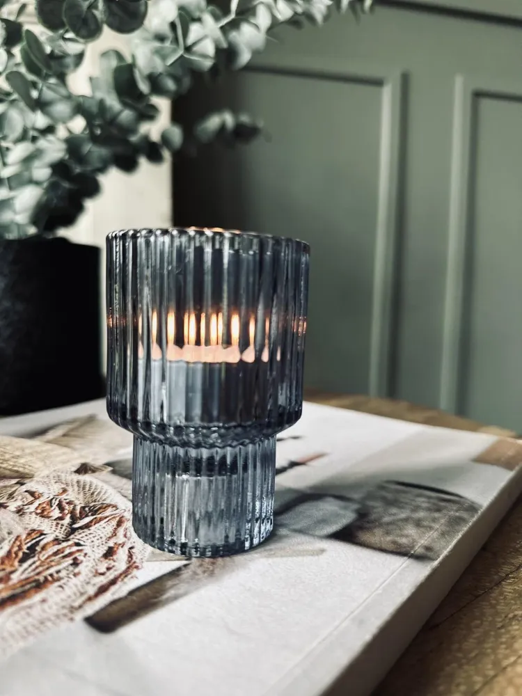 Lysestake vendbar glass - Blå