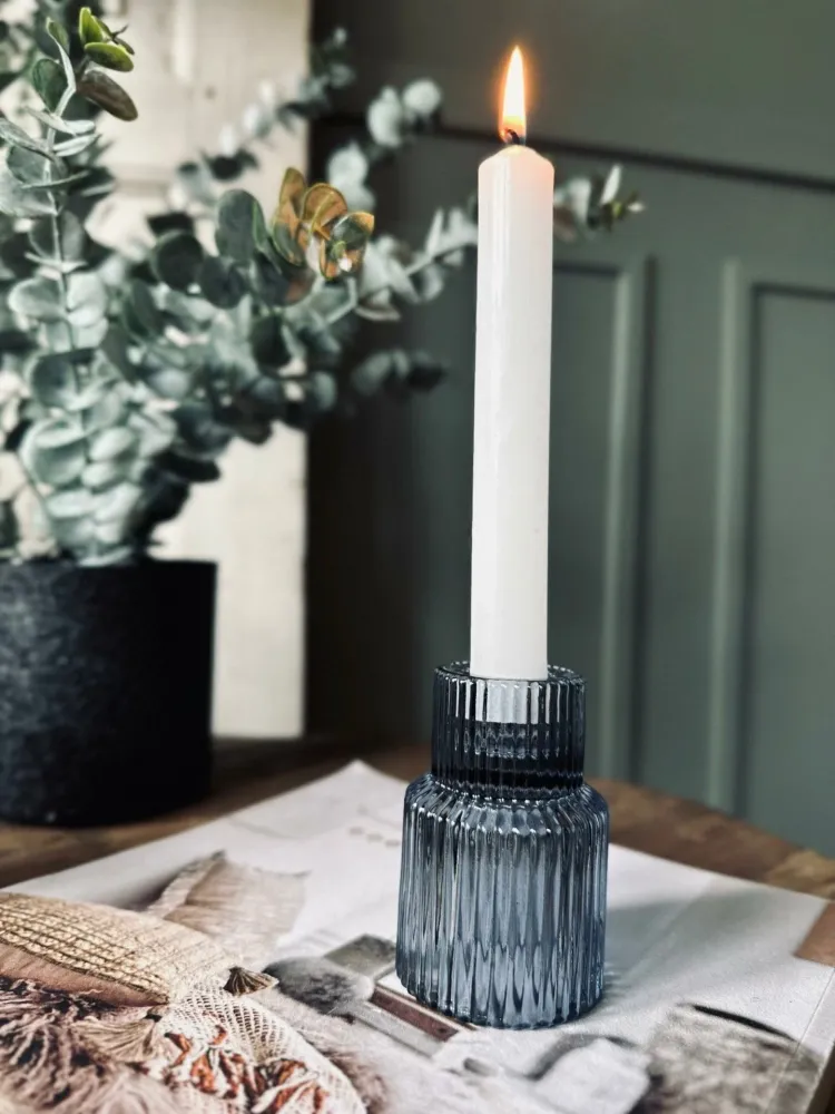 Lysestake vendbar glass - Blå