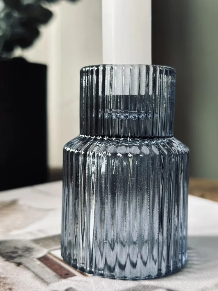 Lysestake vendbar glass - Blå