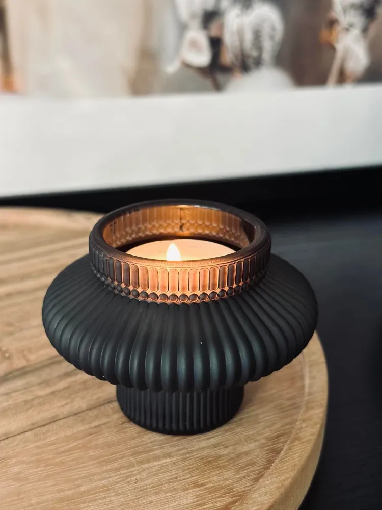 Lysestake vendbar glass - Matt svart