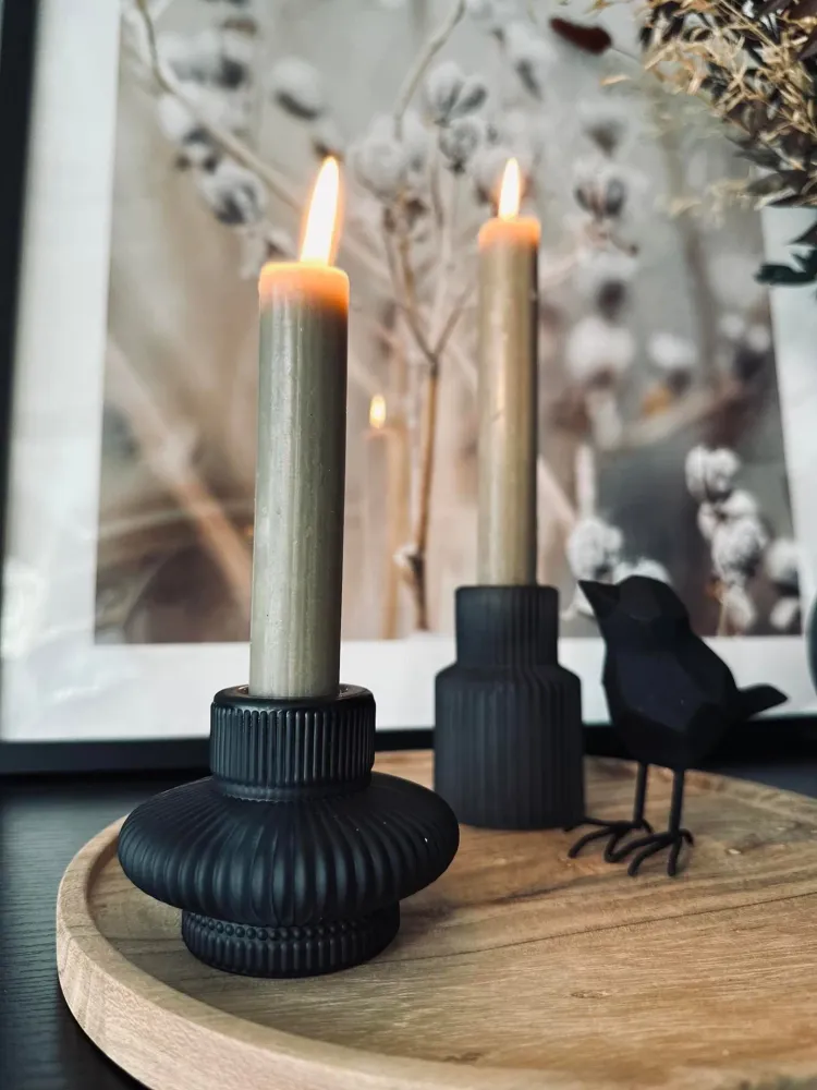 Lysestake vendbar glass - Matt svart